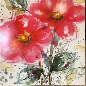Pink and orange flower painting.